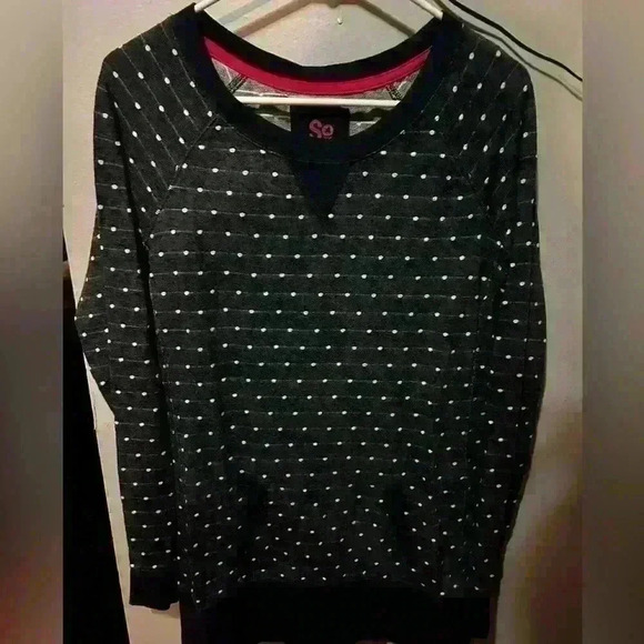 SO Navy Blue Polka Dot Long Sleeve With Kangaroo Pocket Size Large - Picture 1 of 3